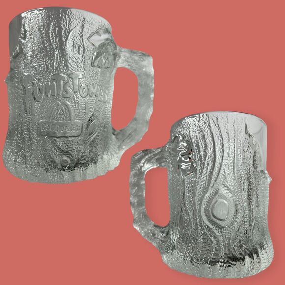 🍺 SET OF 2 FLINTSTONES MCDONALDS GLASS MUGS PRE-DAWN & TREE-MENDOUS 1993 - Picture 3 of 5